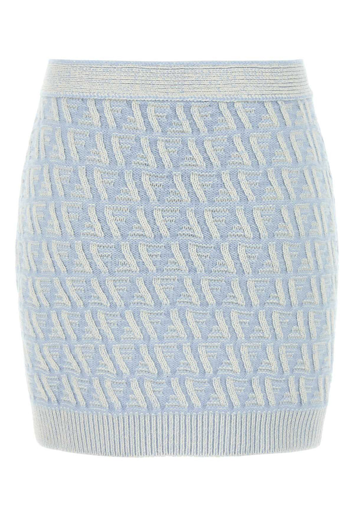 Embroidered Silk Blend Mini Skirt Lught Ble Gonne