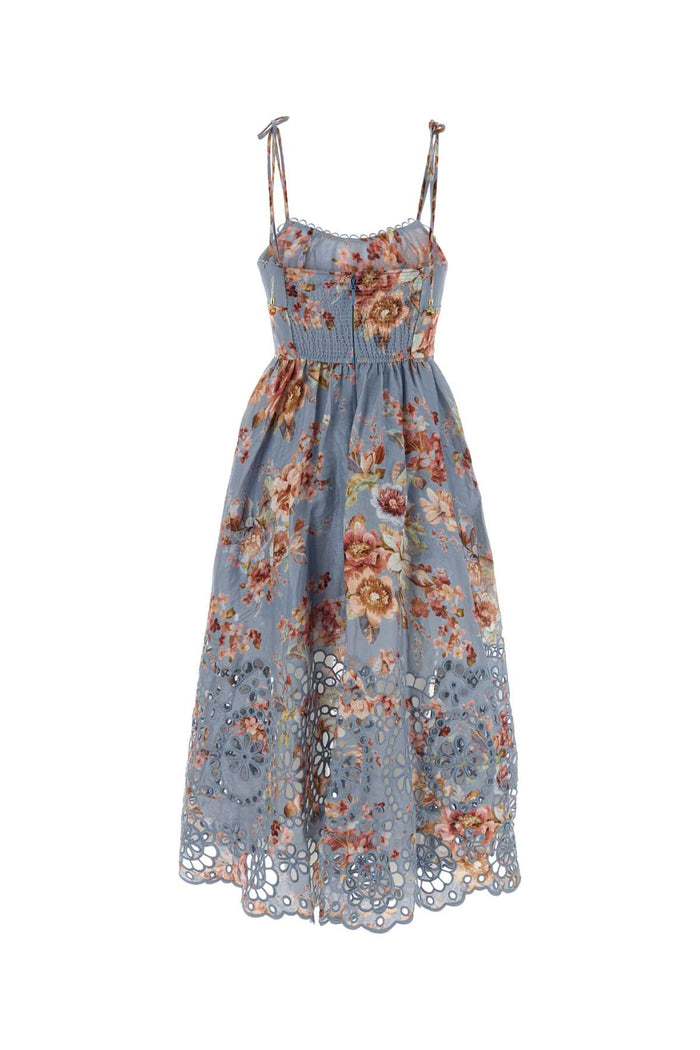 Chambrayfloral Linen Abiti