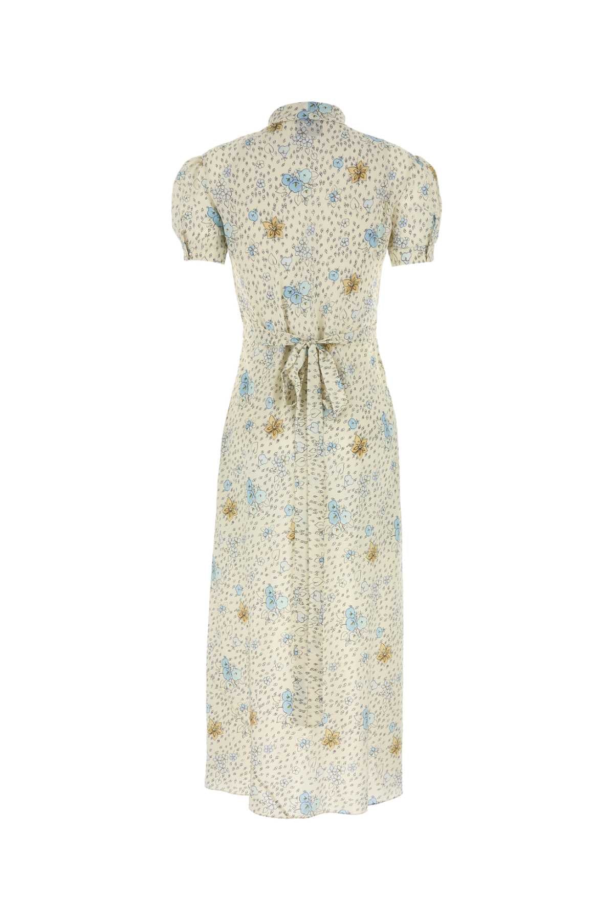 Printed Silk Dress Bianco Se-trochusniloticus Abiti