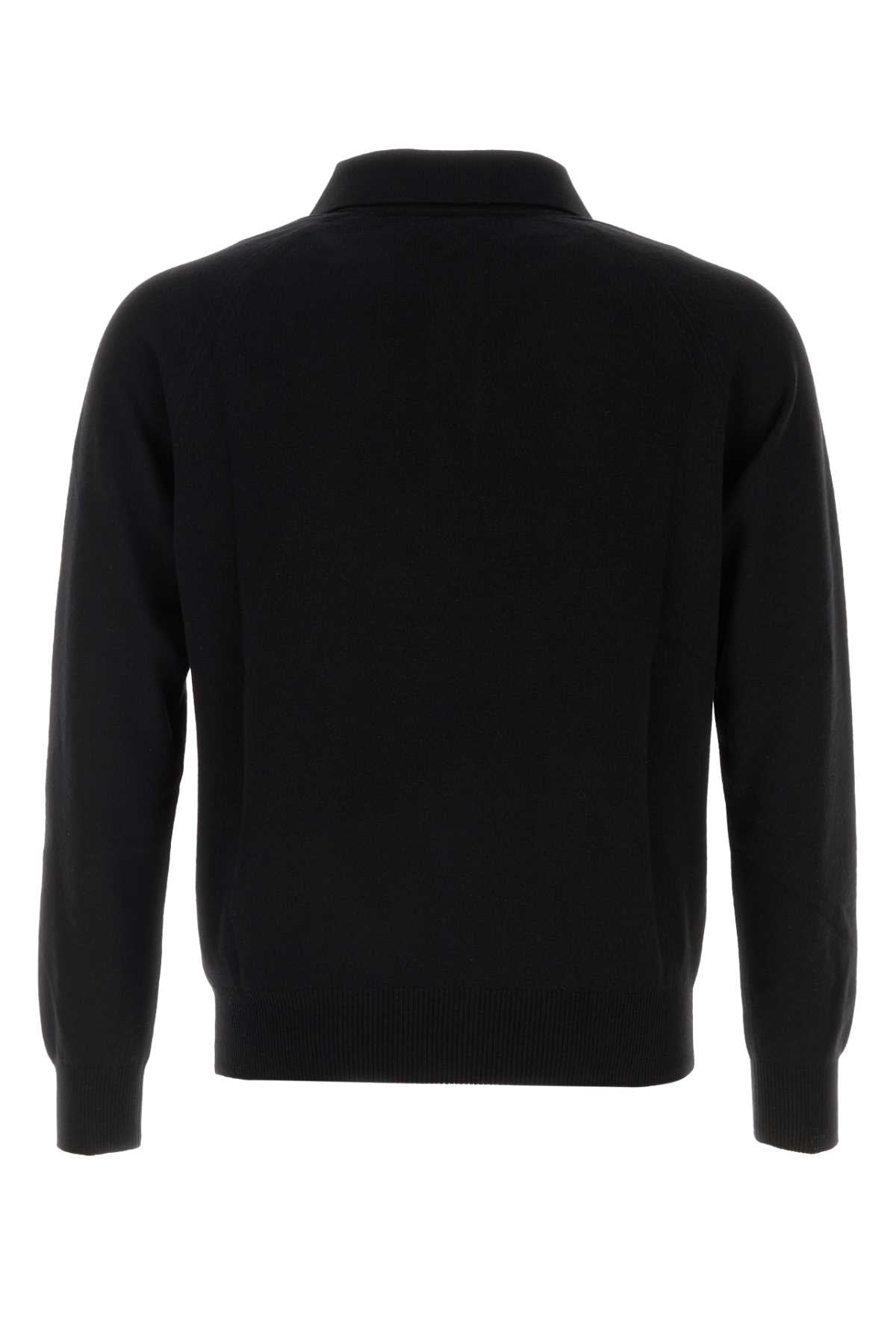 Black Wool Polo Shirt Noir Exterior: Maglie