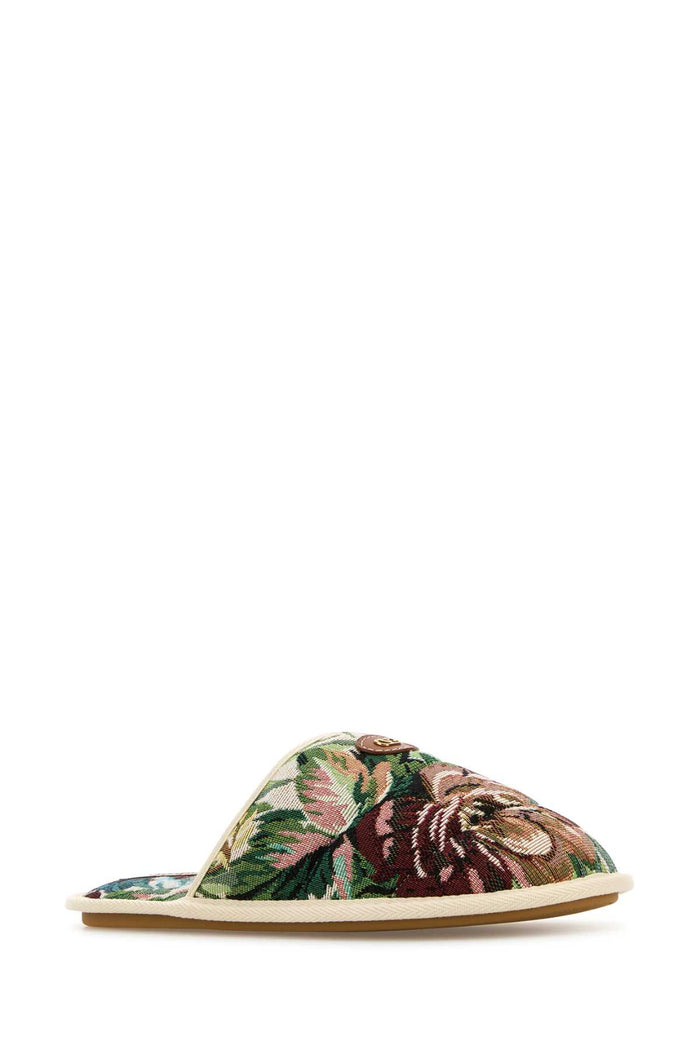 Printed Fabric Ta Chambre Slippers Multicolorivoryivory