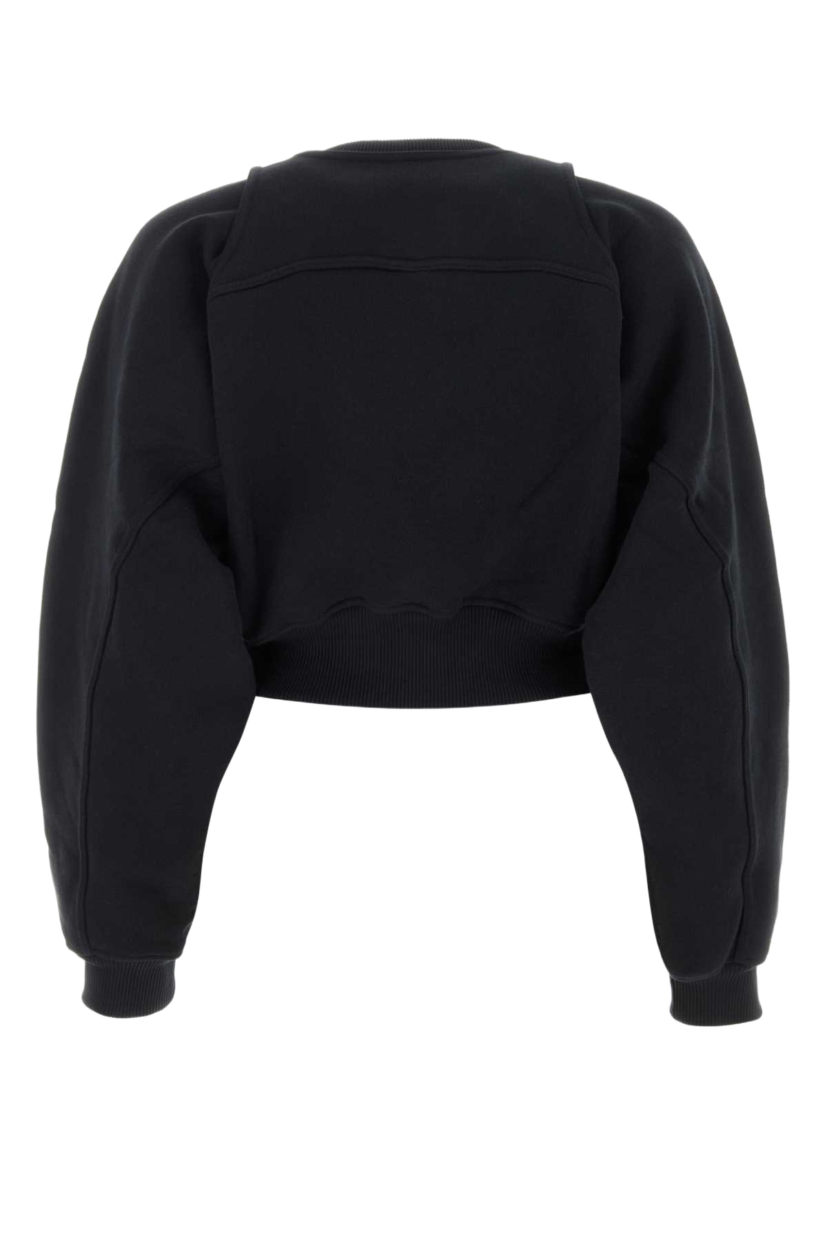 Black Cotton Sweatshirt Blackwhit Exterior: Felpe