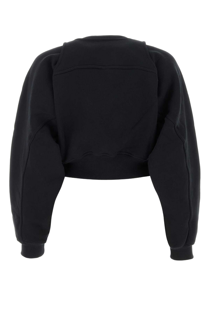 Black Cotton Sweatshirt Blackwhit Exterior: Felpe
