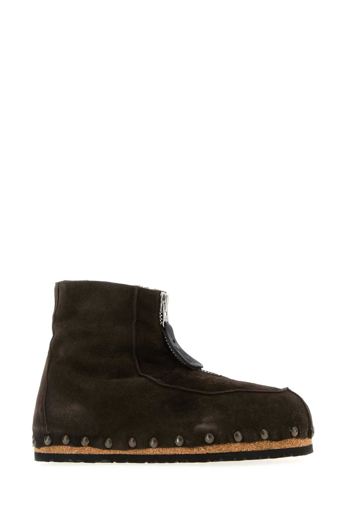Dark Brown Suede Ankle Boots Md77_77 Stivali