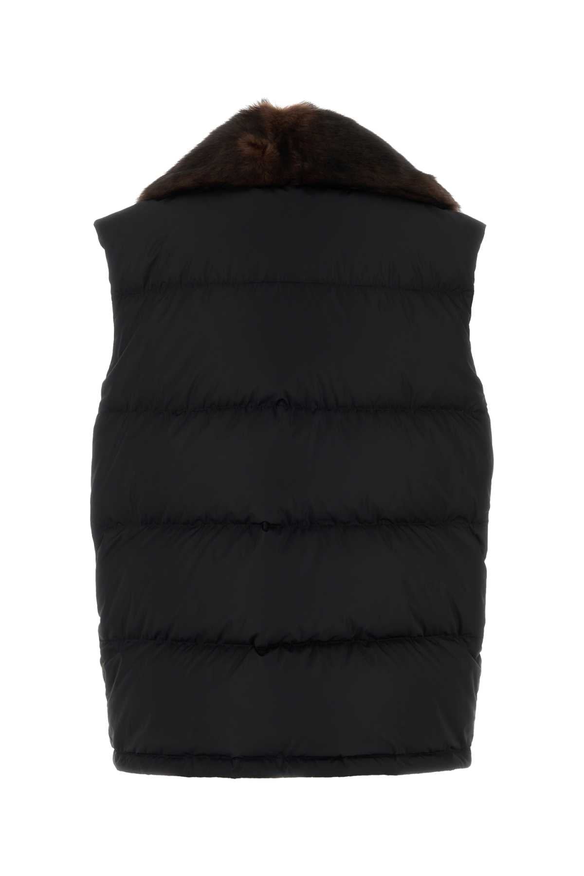 Black Re-Nylon Sleeveless Down Jacket Nero Piumini