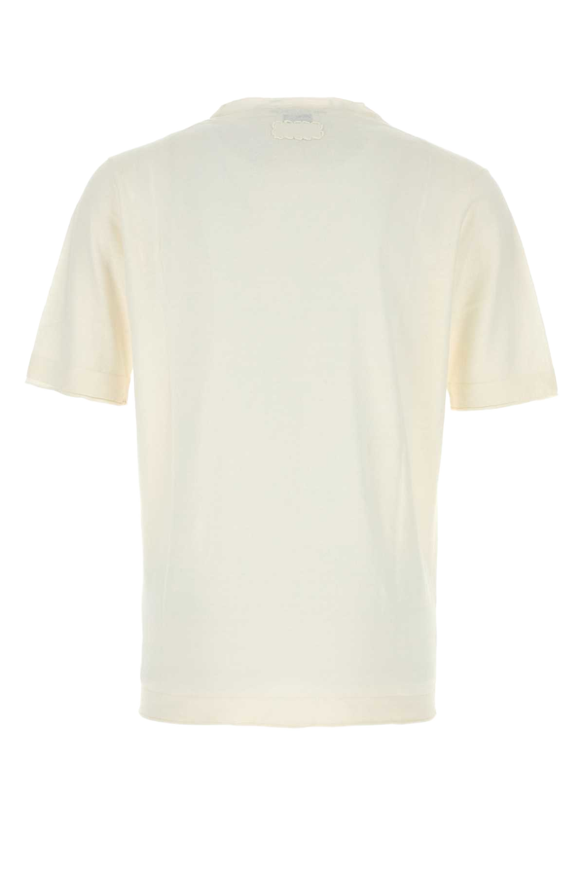 Ivory Knit T-Shirt Bianco Exterior: Linen Cotton