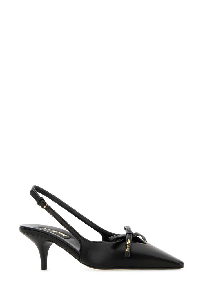 Black Leather Pumps Nero Scarpe Con Tacco