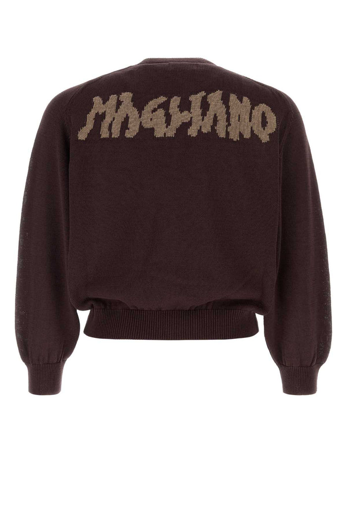 Aubergine Cotton Cardigan 07_brown Exterior: Maglieria
