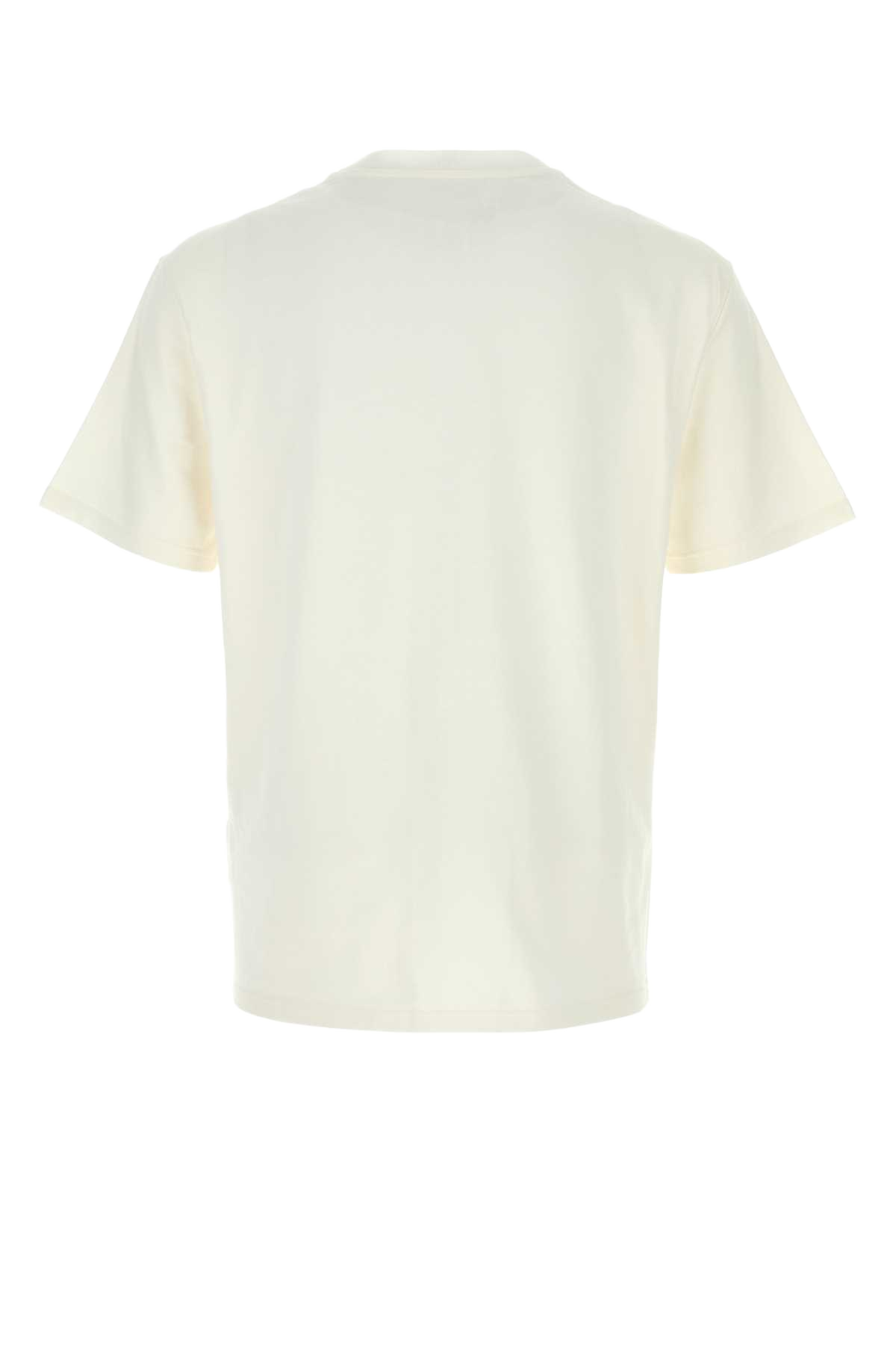 White Cotton T-Shirt Porcelain Cotone