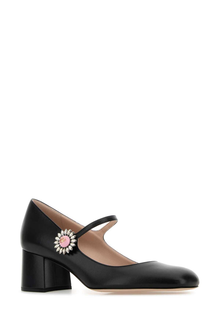 Black Leather Preshoes Pumps Nerocrystalrosa Scarpe Con Tacco