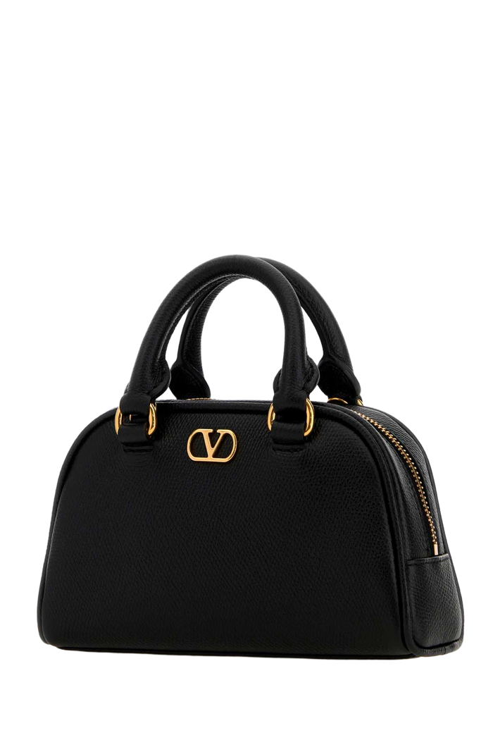 Black Leather Vlogo Signature Handbag Nero Calf - Bos Taurus Clutch