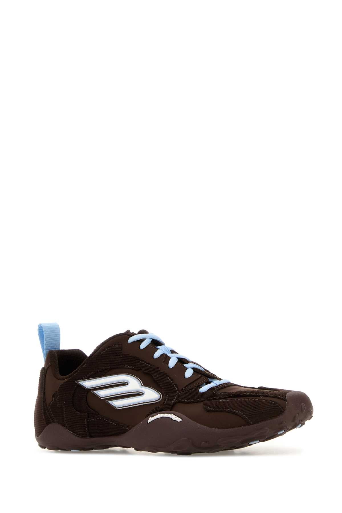 Brown Canvas And Corduroy Monday Ultra Sneakers Brwn/wht/l Blue/beig