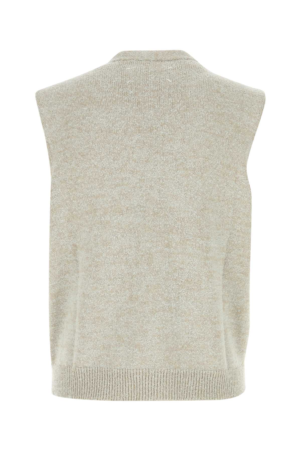 Melange Grey Cotton Blend Vest Blue Maglieria