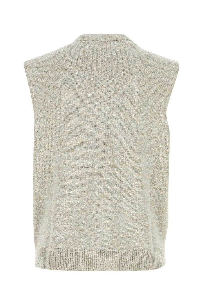 Melange Grey Cotton Blend Vest Blue Maglieria