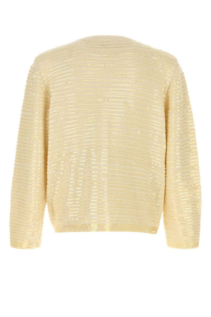 Embellished Wool Spotlight Cardigan Ivory Exterior: Maglieria