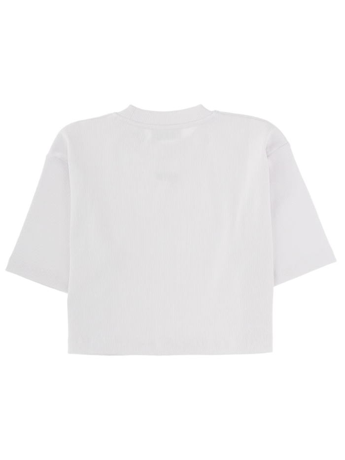 Cropped T-Shirt With Logo White Cotton Elastane T-shirts
