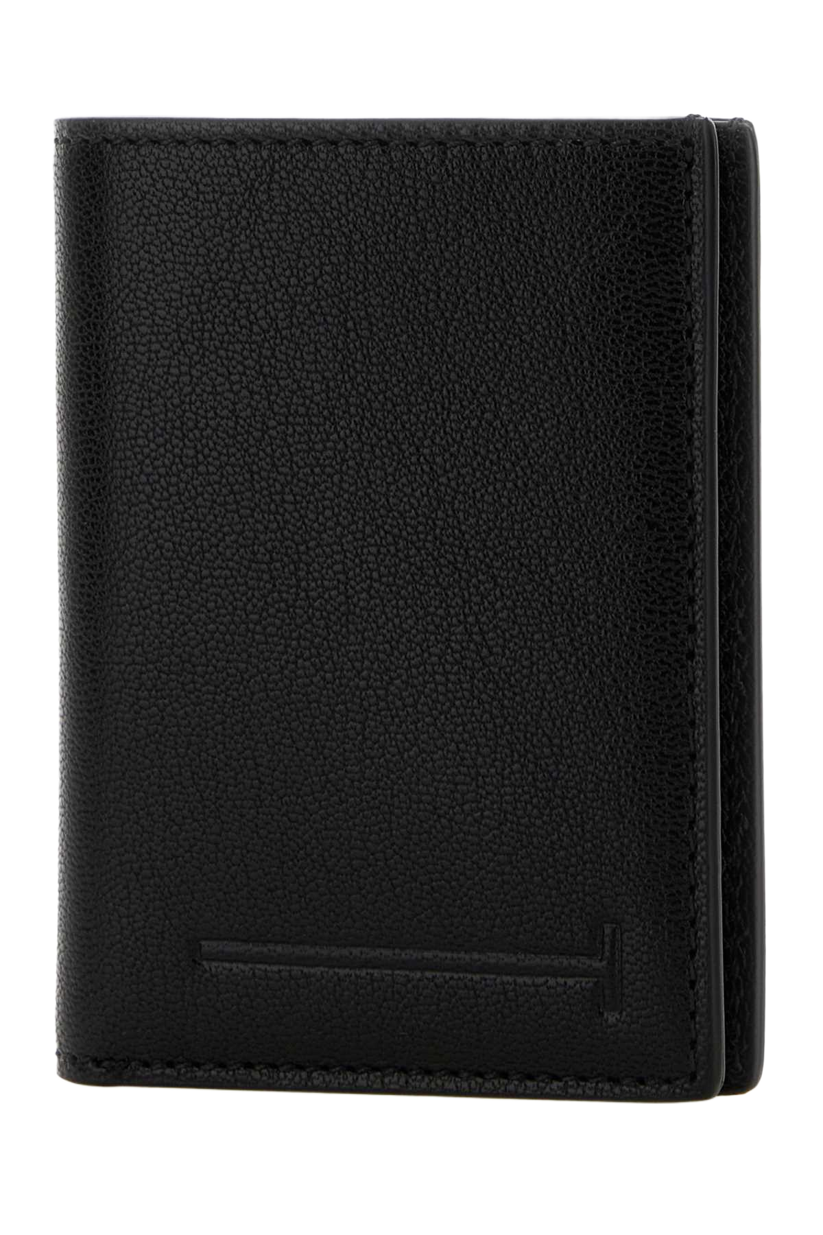 Black Leather Wallet Portafogli