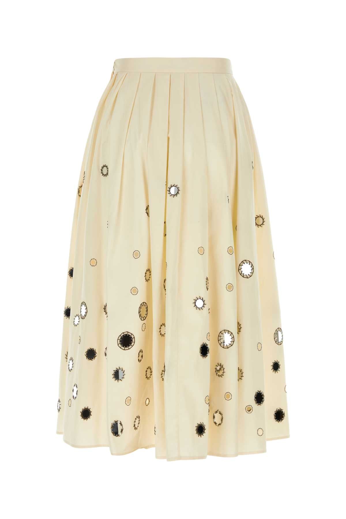 Cream Cotton Skirt Naturale Exterior: Gonne
