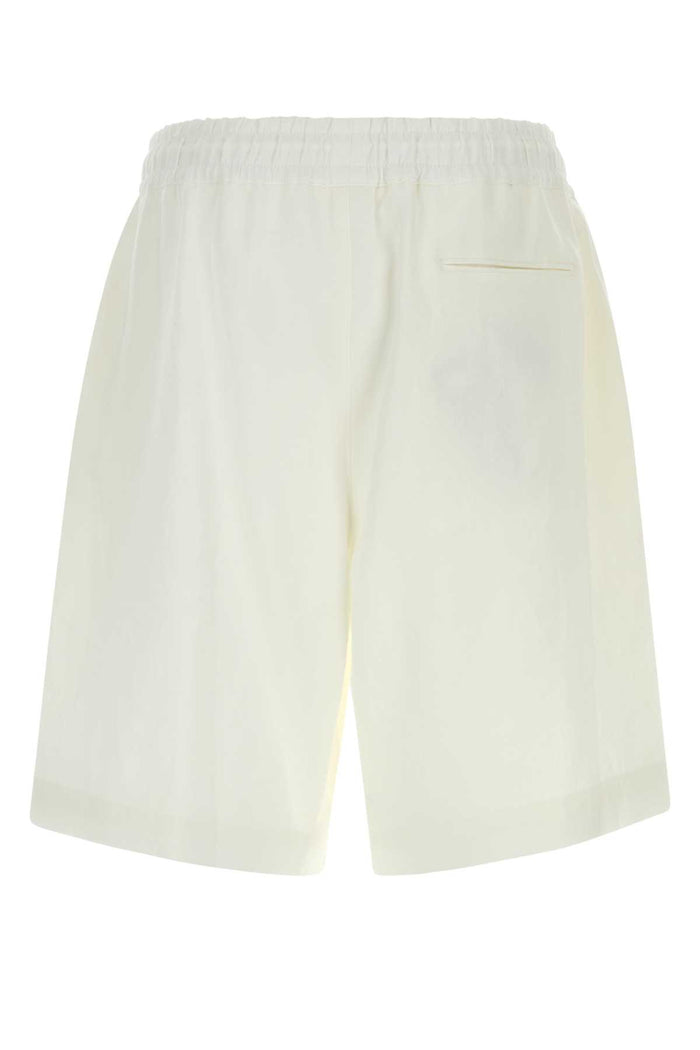 White Linen Bermuda Shorts Exterior: Cotton