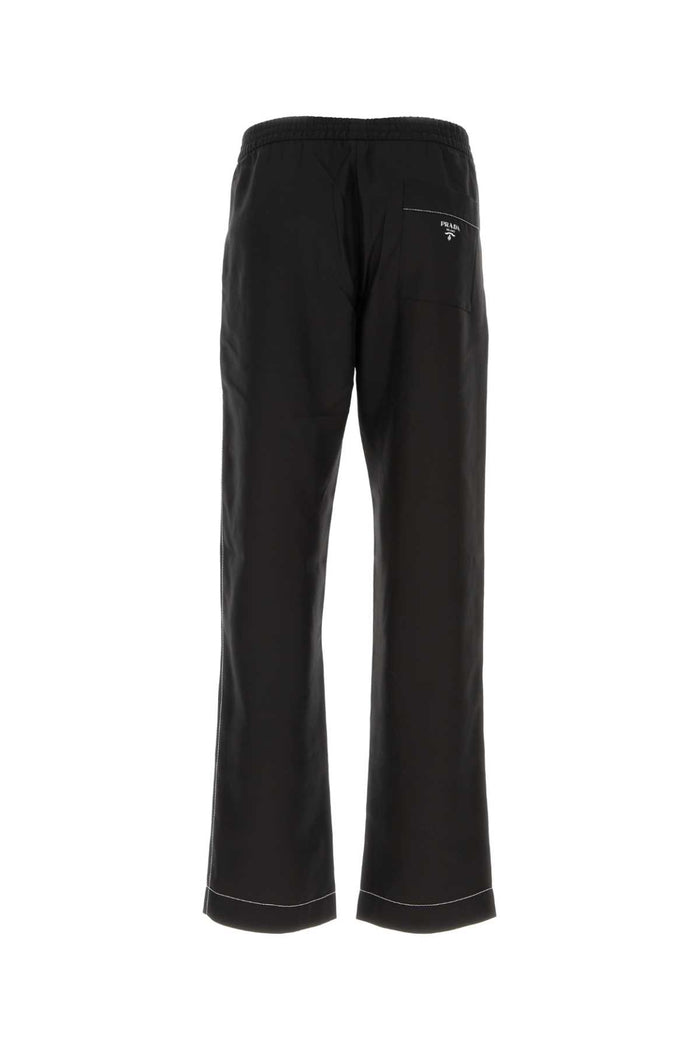 Black Silk Pyjama Pant Nero Pantaloni