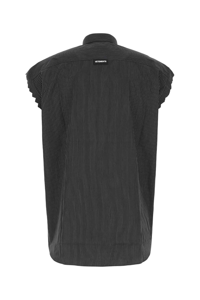 Ribbed Poplin Shirt Blackstripes Exterior: Cotton Camicie