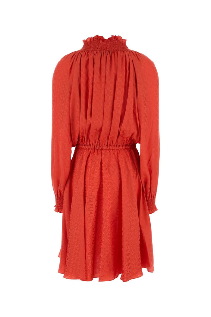 Coral Silk Mini Dress Bitter-25 Exterior: Abiti