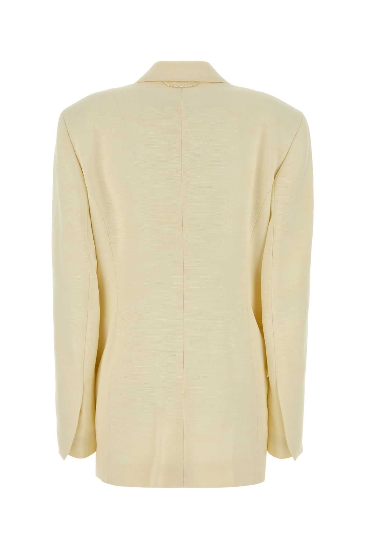 Yellow Viscose Blend Blazer Ecru Giacche E Gilet