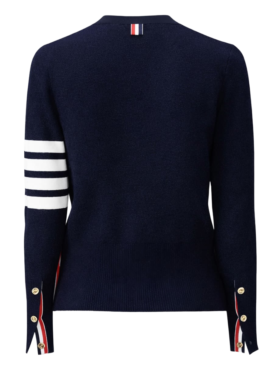 V-Neck Cardigan Blue Cotton Sweater
