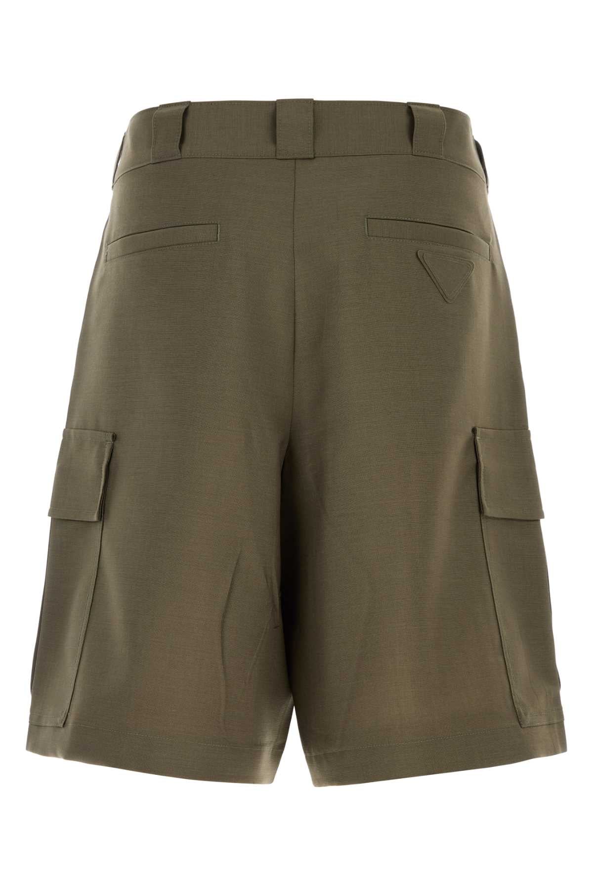 Army Green Mohair Blend Bermuda Shorts Militare Exterior: Virgin Wool