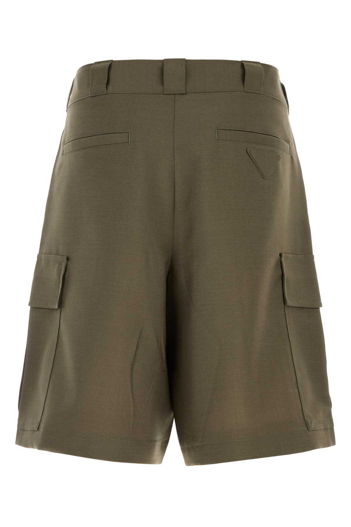 Army Green Mohair Blend Bermuda Shorts Militare Exterior: Virgin Wool