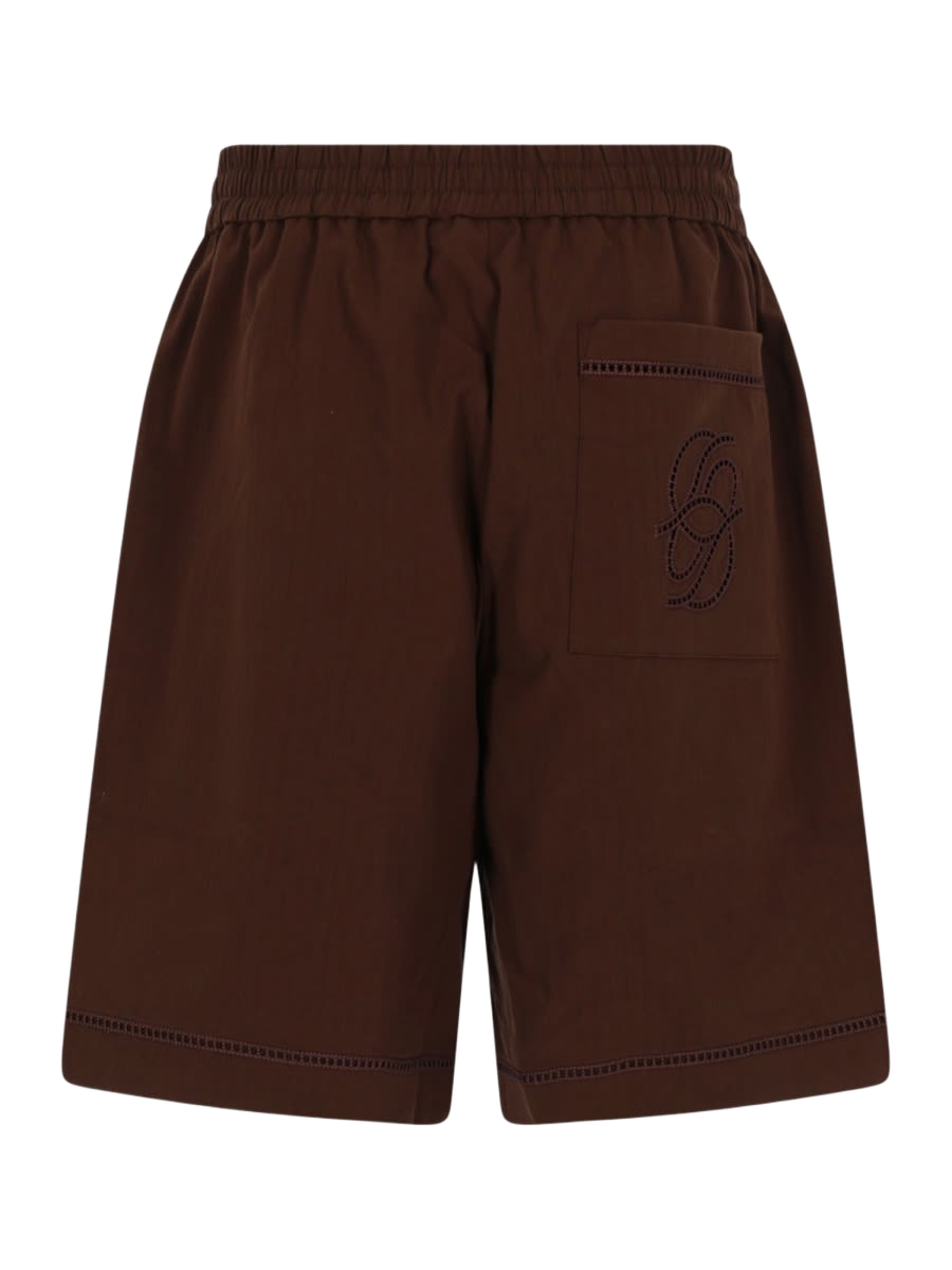 Jour Echelle Shorts Brown Cotton Polyester Elastane