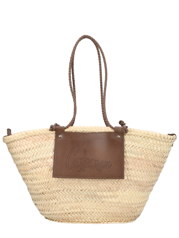 Bag Campania Beige Palm Leaf Bovine Leather Shoulder