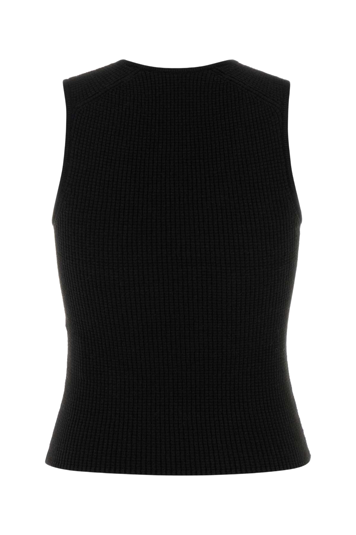 Black Polyester Blend Tank Top Vintageblack Exterior: Nylon Maglie