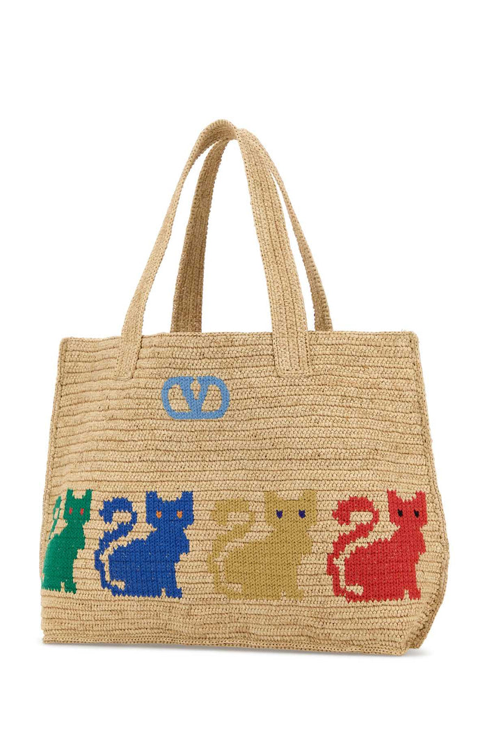 Raffia Vlogo Signature Shopping Bag Naturalemulticolor Straw Borse A Mano