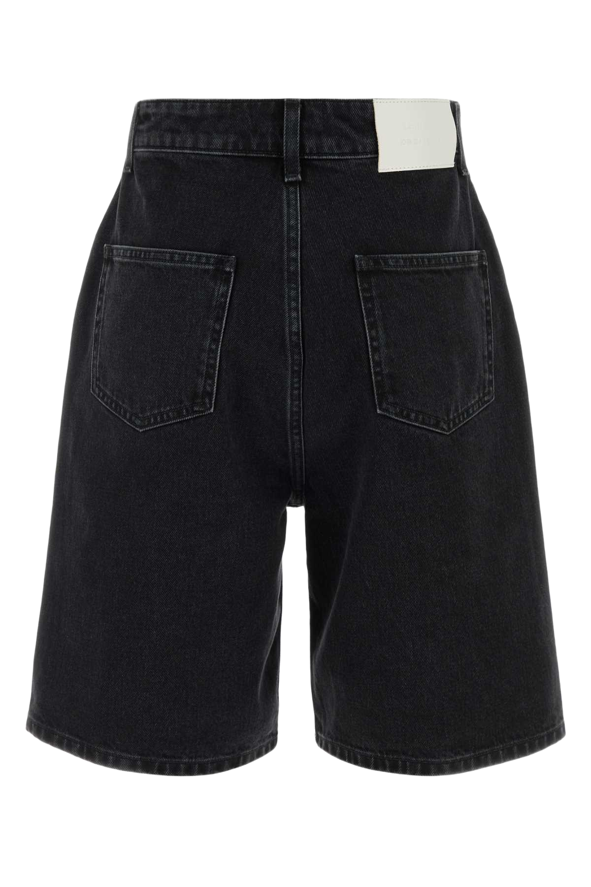 Black Denim Isu Bermuda Shorts Washedgrey Exterior: Cotton