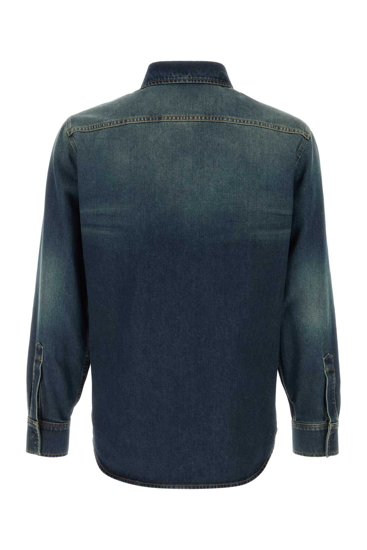 Denim Shirt Blue Exterior: Cotton Camicie