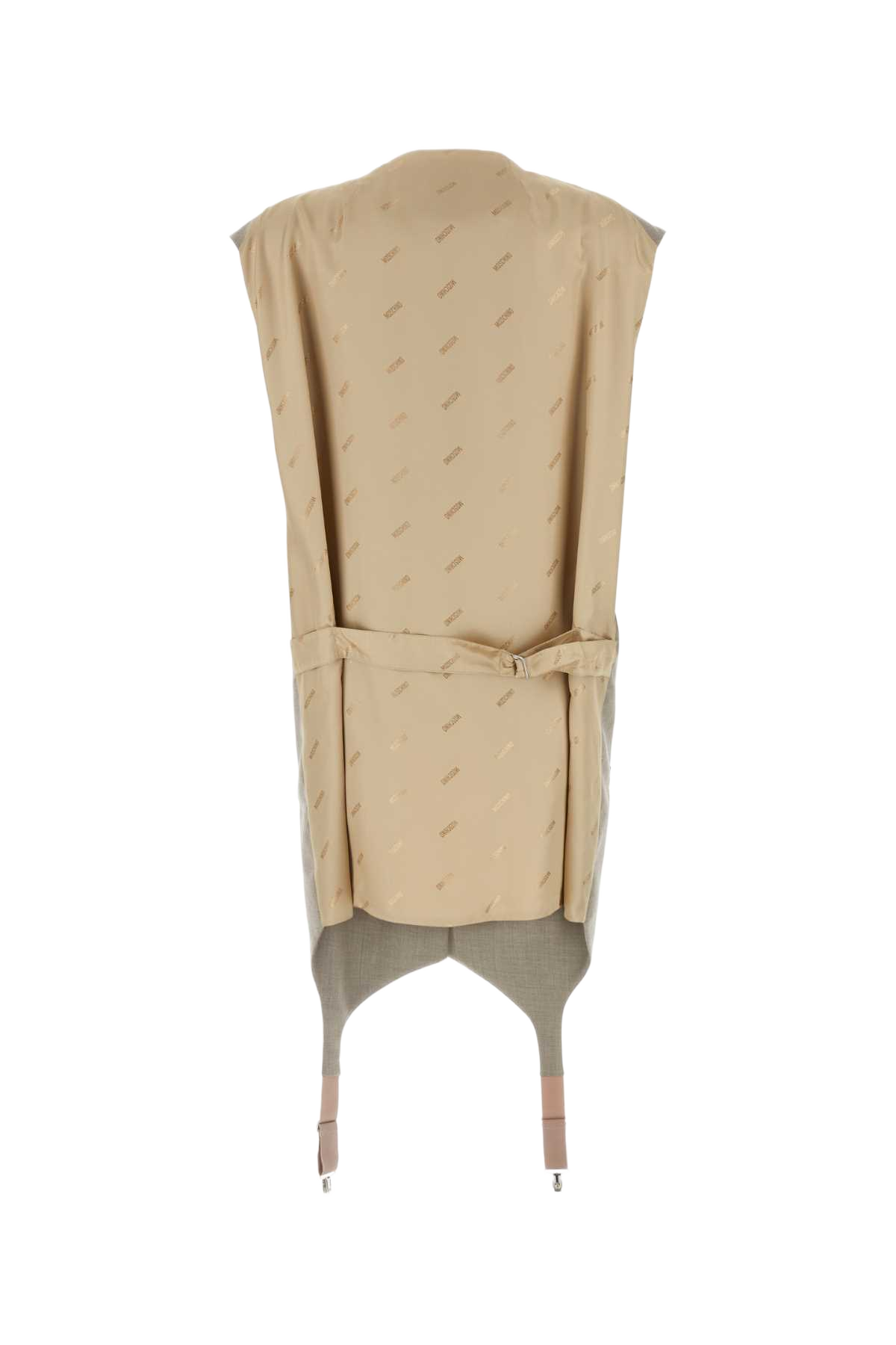 Two-Tone Wool And Satin Oversize Vest Fantasiabeige Giacche E Gilet