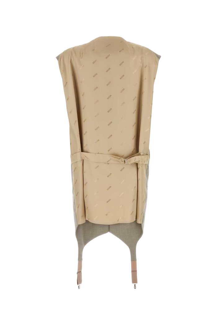 Two-Tone Wool And Satin Oversize Vest Fantasiabeige Giacche E Gilet