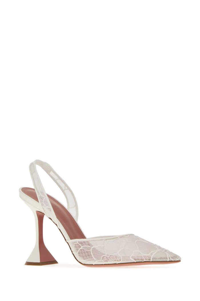 White Lace Holli Sling Pumps Ivory Scarpe Con Tacco