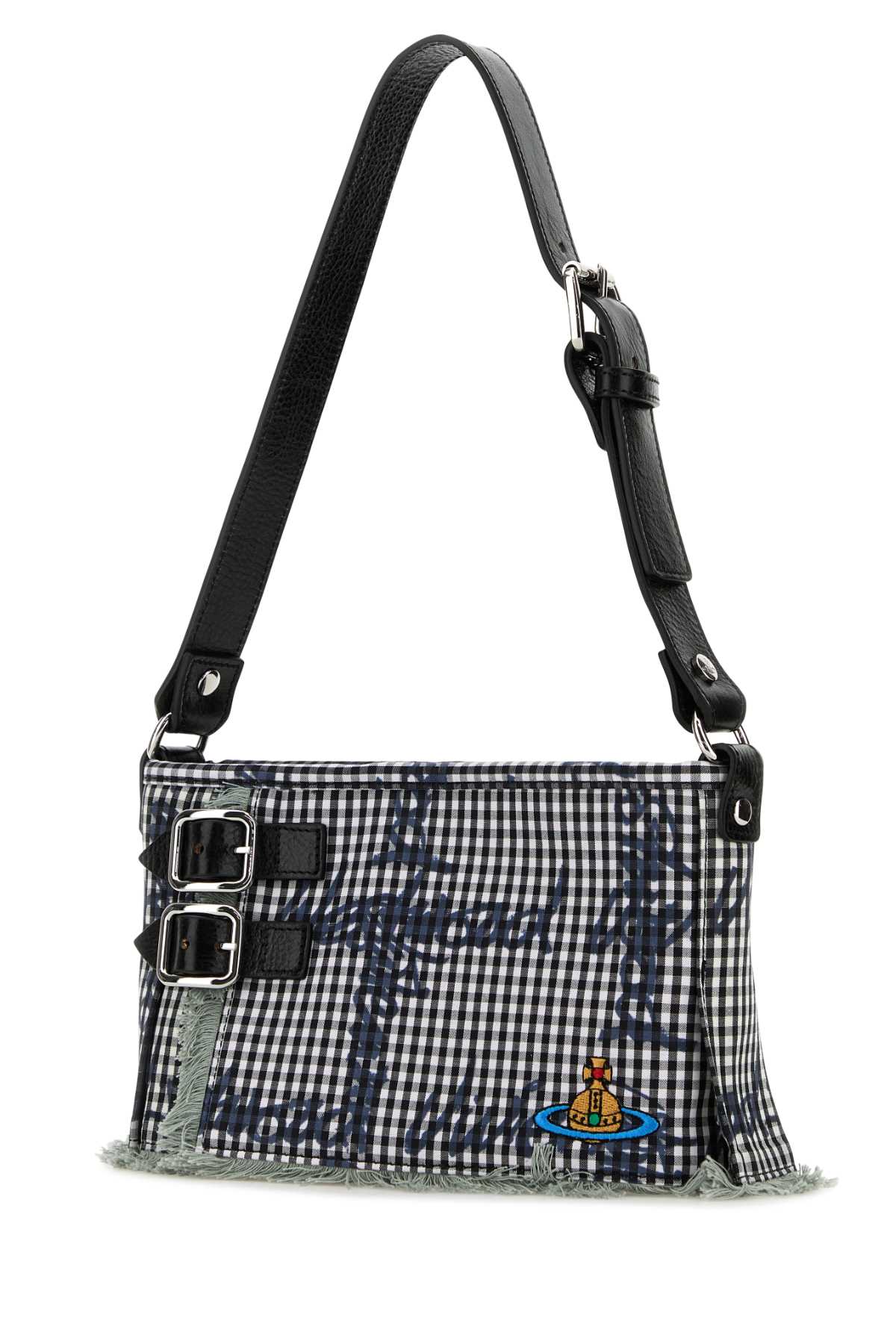 Printed Fabric Heather Shoulder Bag Ginghamvwblack Borse A Mano