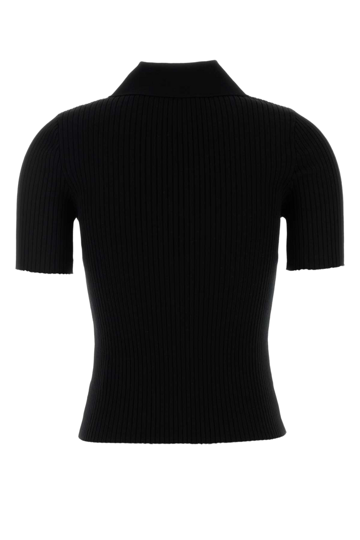 Black Viscose Blend Polo Shirt Exterior: Polyester