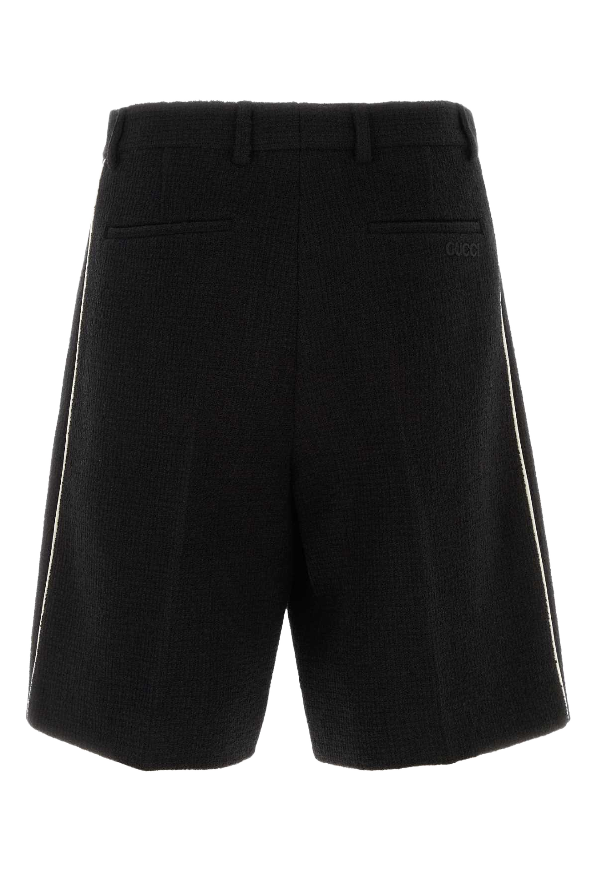 Black Boucle Bermuda Shorts Exterior: Wool
