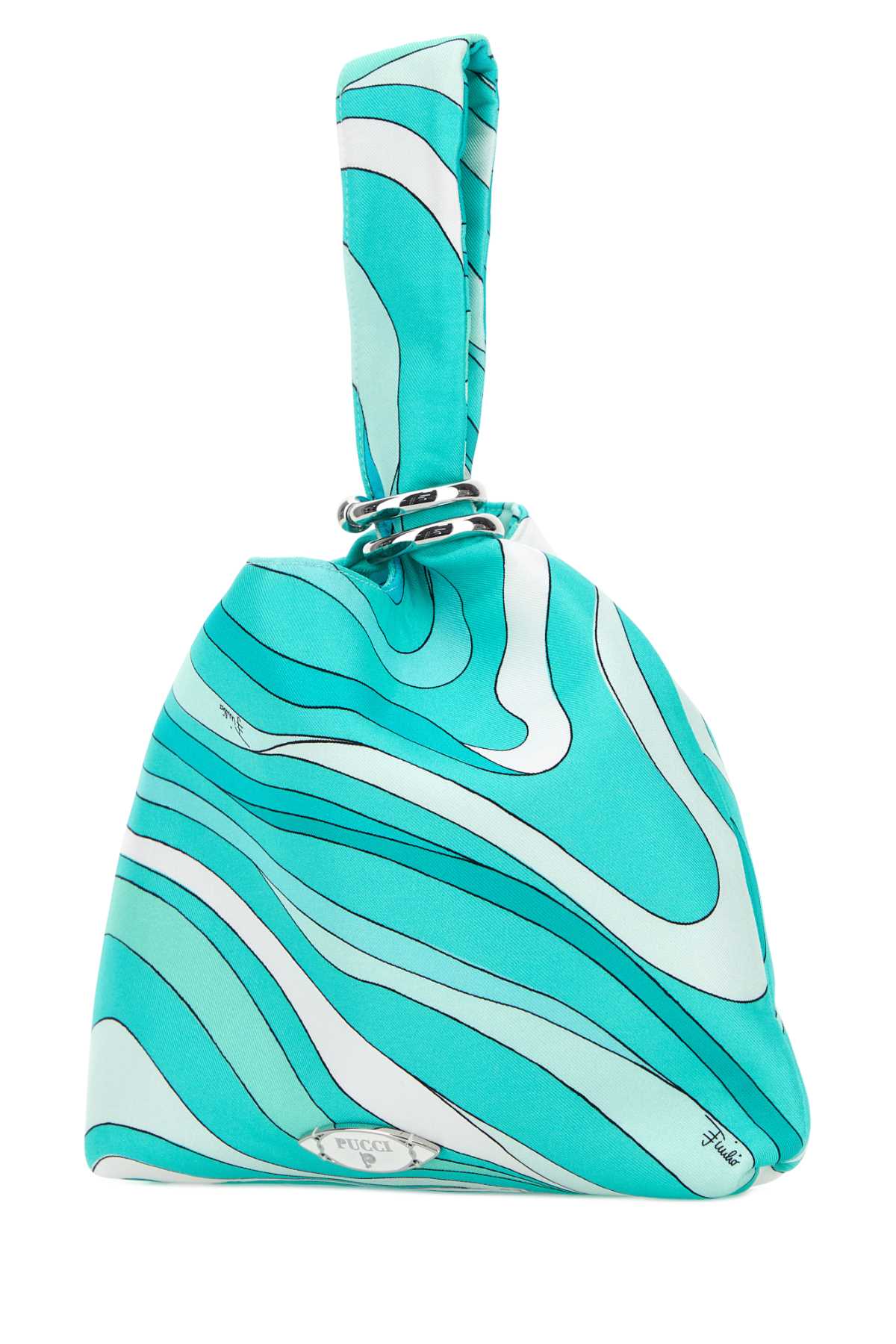 Printed Twill Emilio Handbag Turquoise Borse A Mano