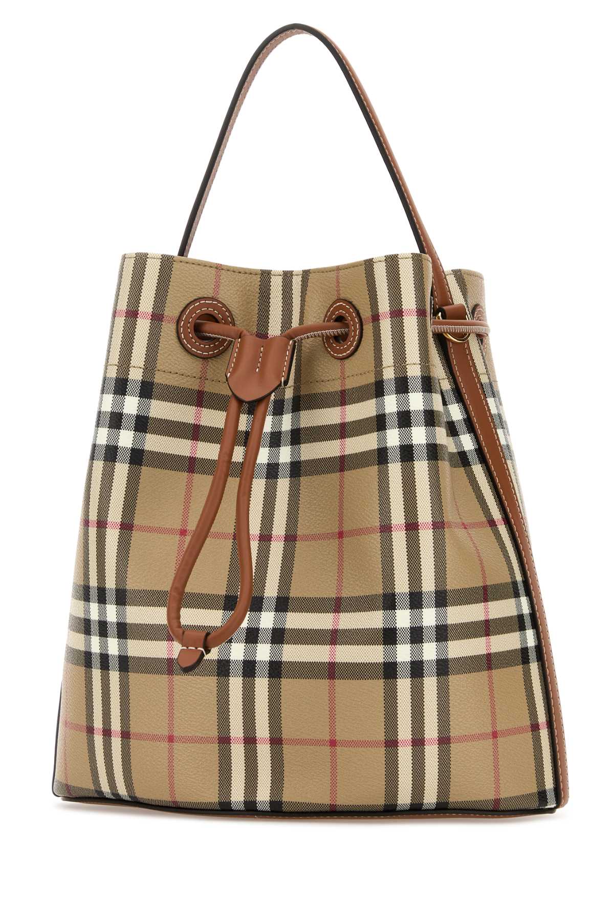 Printed Canvas Check Bucket Bag Vntg Chk/briar Brown Borse A Secchiello