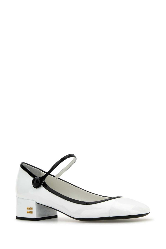 White Leather Pumps Bianconero Vitello Scarpe Con Tacco