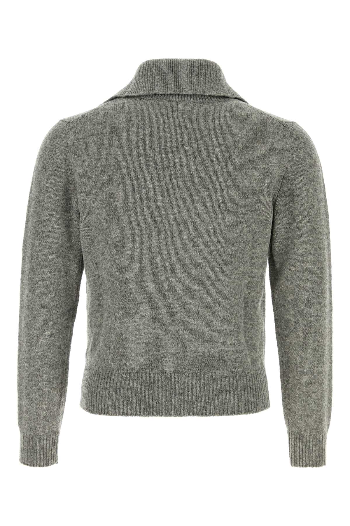 Grey Wool Blend Cardigan Shadow Exterior: Nylon Maglieria