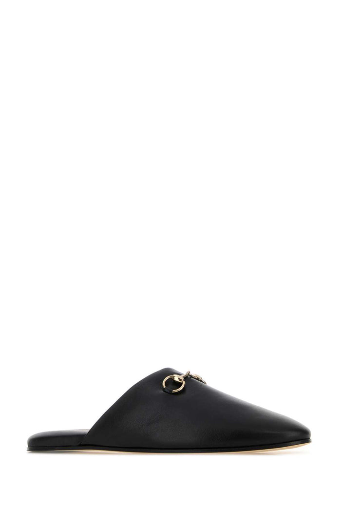 Black Nappa Leather Slippers Nero