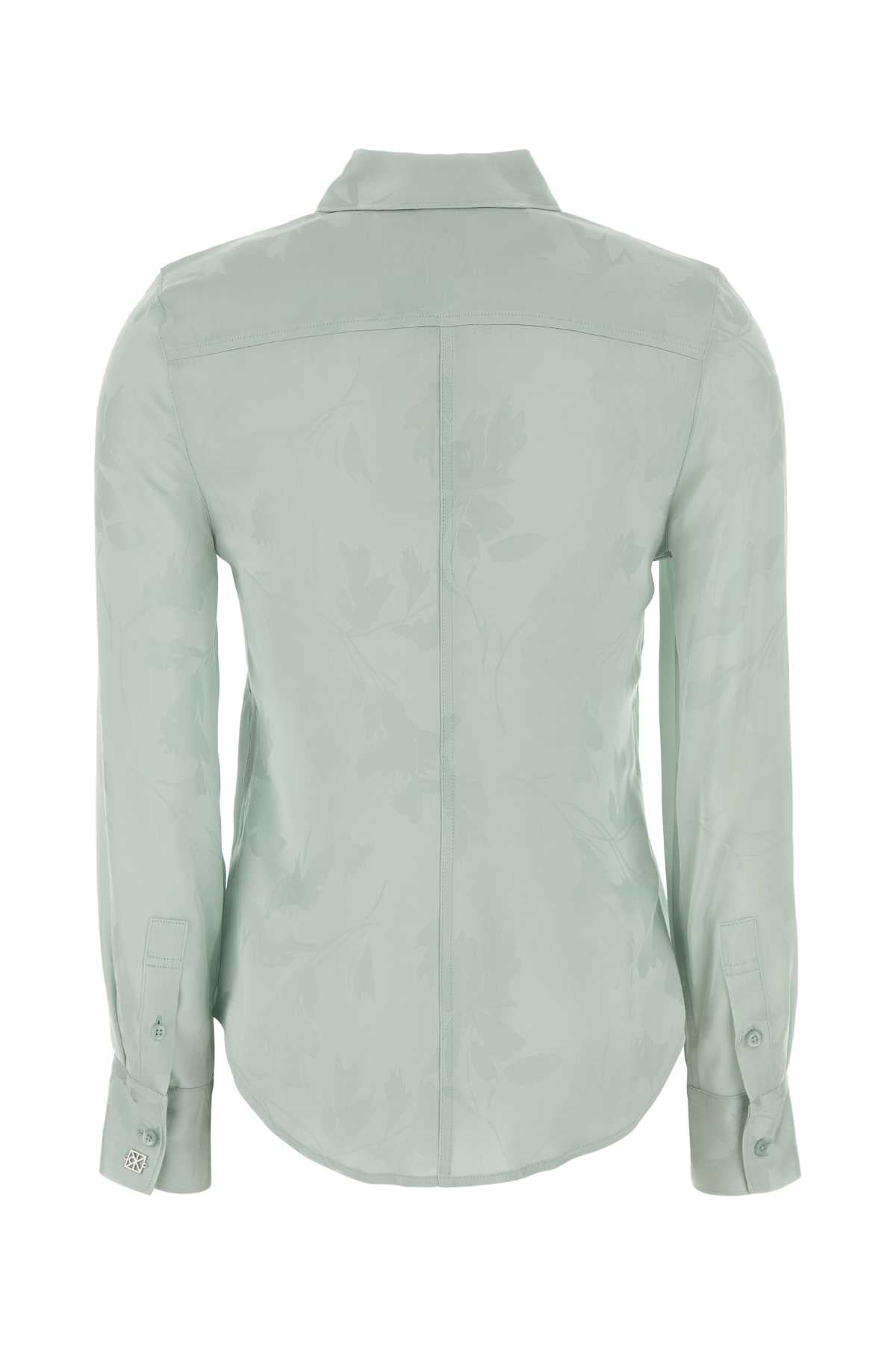 Pastel Light-Blue Satin Shirt Palemeadowfloralcuttingsjacquar Exterior: Viscose Camicie