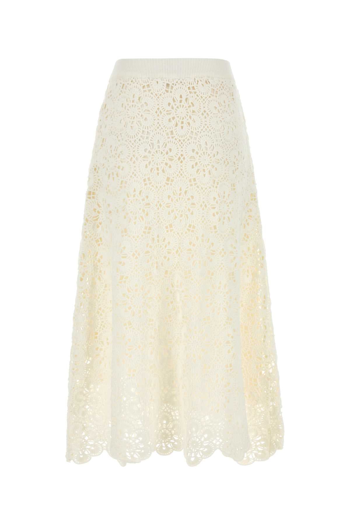 White Crochet Skirt Offwhite Gonne