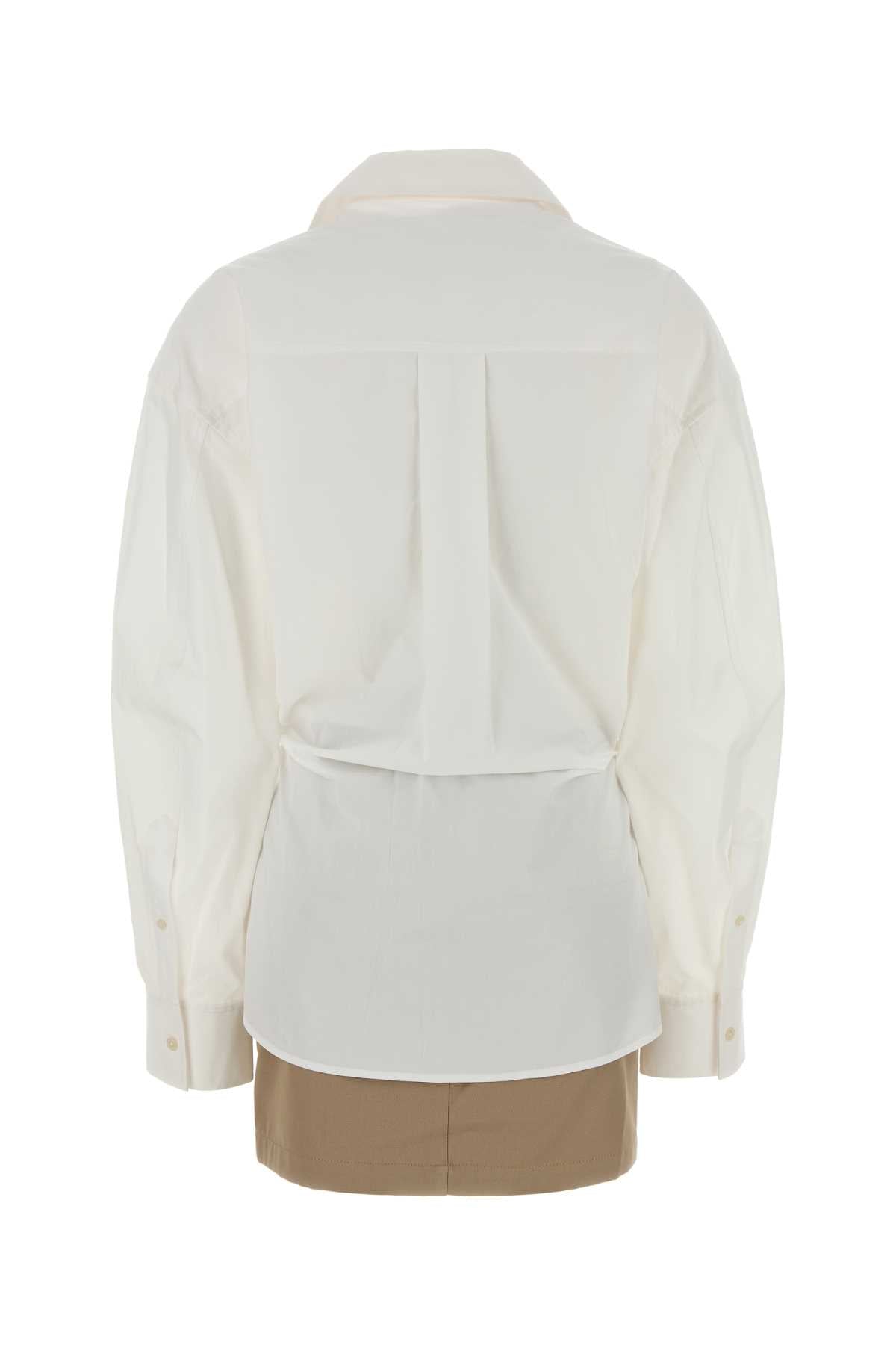 White Poplin Mini Dress Exterior: Cotton Abiti